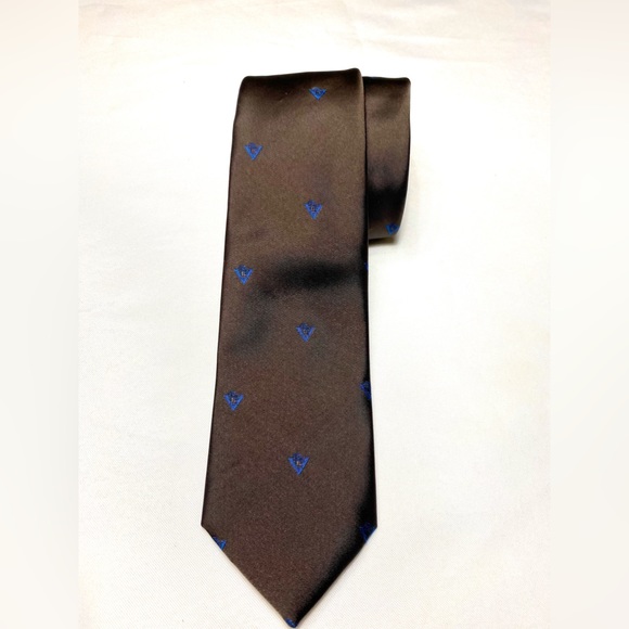 Brown Graphic Blue Cubes Tie Silk Blend from the President - Picture 6 of 9